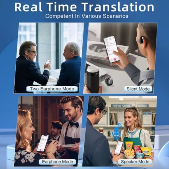 (NEW) AI Translation 144+ Languages Headset Real-time Two-way Translation - Picture 2 of 7